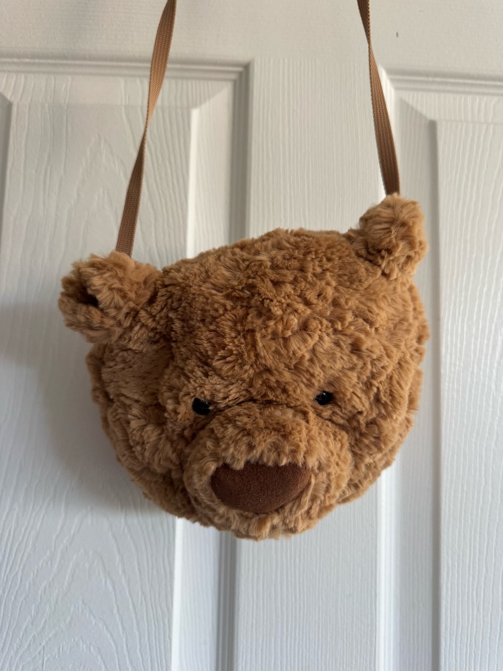 Jellycat Tan Plush Bear Face Crossbody Bag